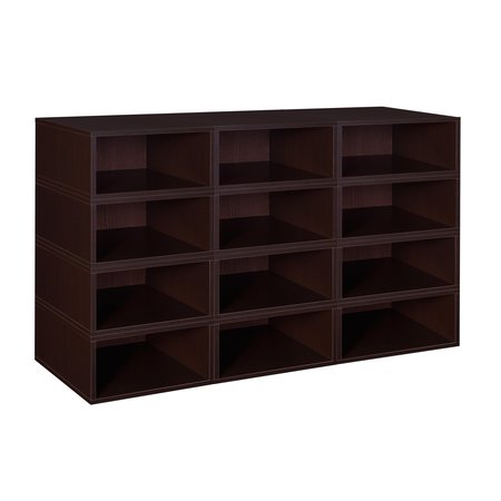 REGENCY Niche Cubo Storage Organizer Open Bookshelf Set- 12 Half Size Cubes- Truffle PC0612PKTF